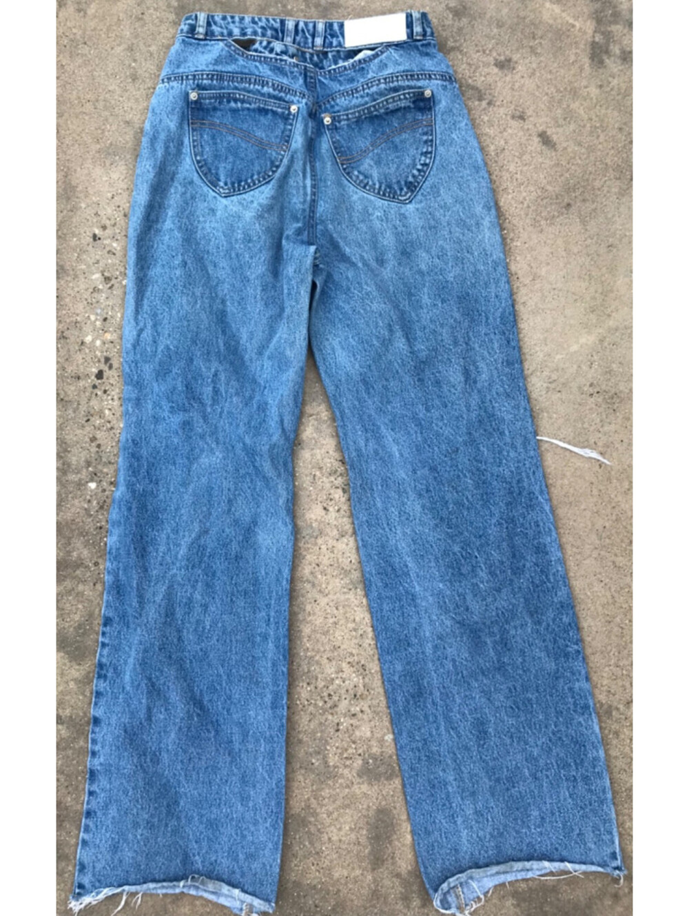 Oh Polly Women's Baggy High Rise Distressed Denim Blue Jeans Y2K Style Open Back - Picture 2 of 13